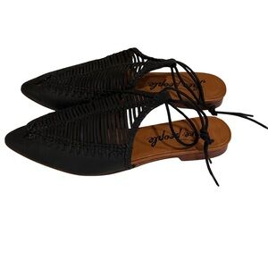 Free People Black Woven Mules